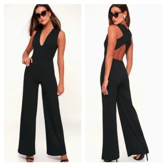 thinking out loud black backless jumpsuit